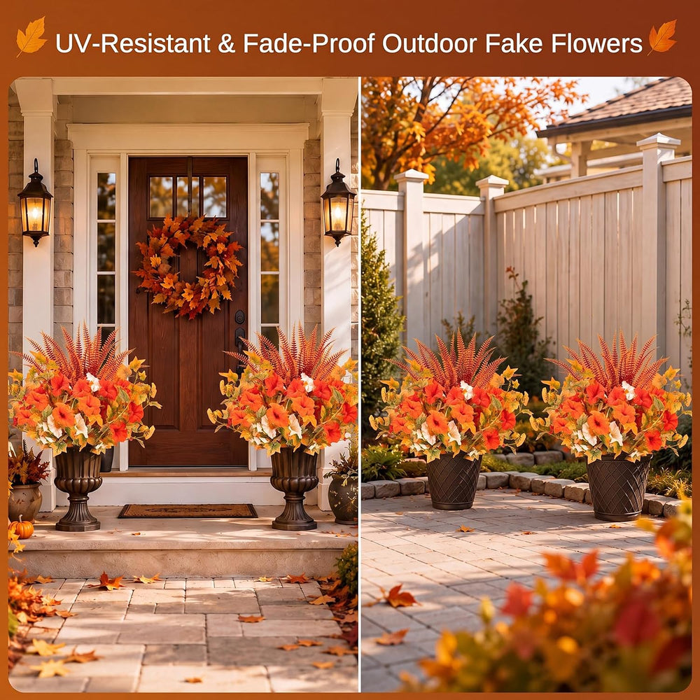 Artificial Fall Flowers for Outdoors, Full Fake Petunias Decoration