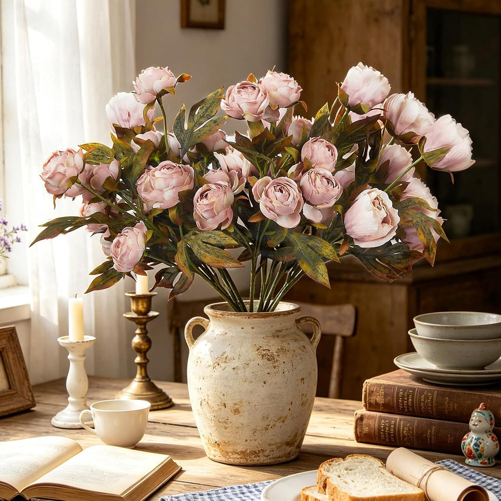 10 Pcs Peonies Artificial Flowers,Faux Flowers For Vase Home Decor
