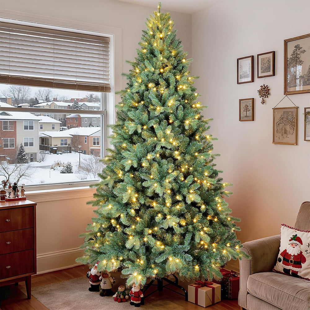 6 Ft Pre-Lit Artificial Christmas Tree, w/ 350 LED Warm Lights, 1390 PE&P...