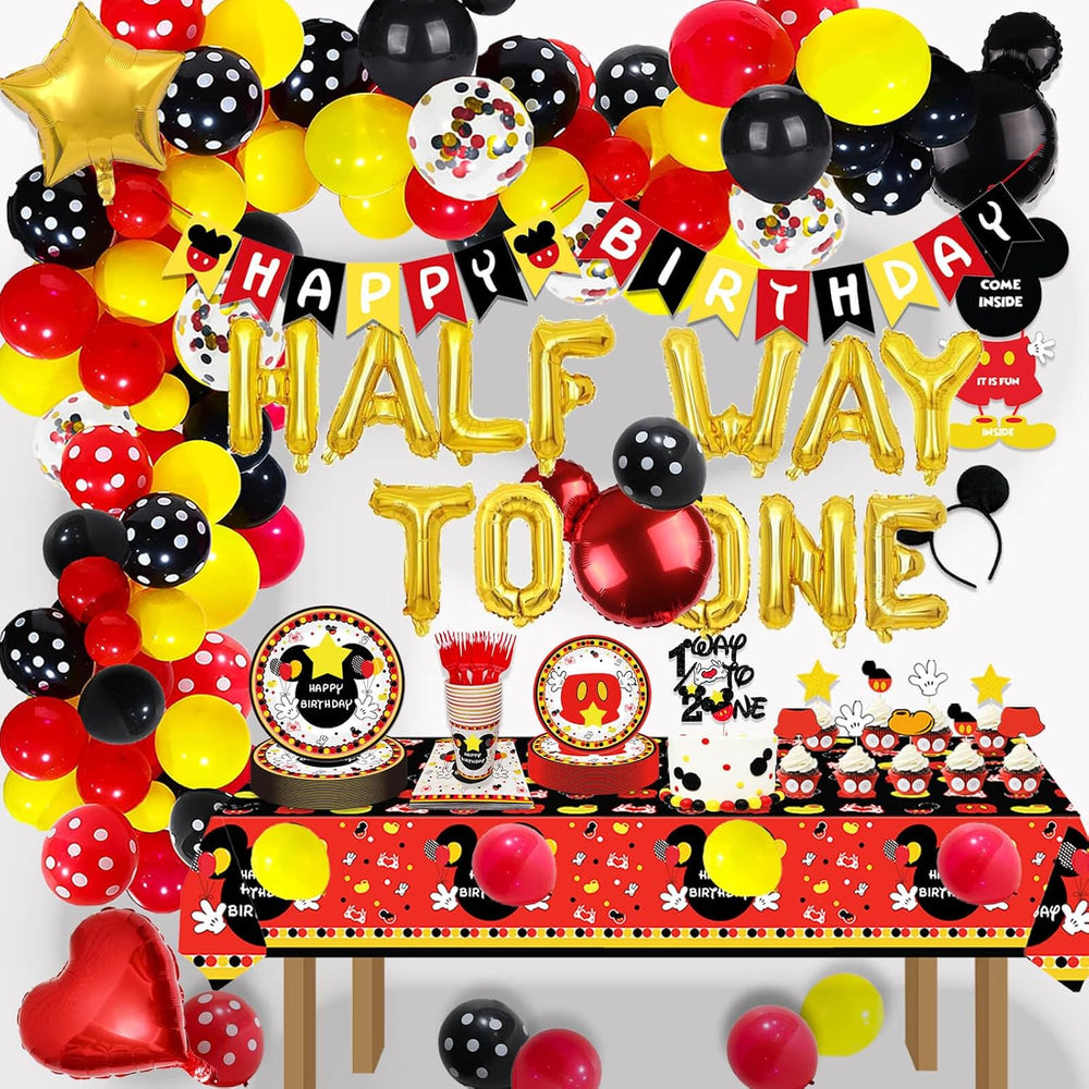Cartoon 1/2 Way to One Birthday Decorations - Boys 6 Months Party Supplies