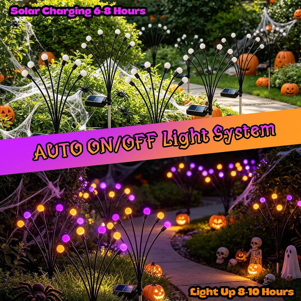 VOOKRY 6 Pack Halloween Decorations Outdoor, 36 LED Solar Firefly Lights Outd...