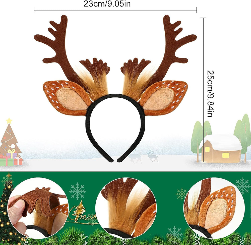 Lyrow 12 Pcs Antlers Headband, Deer Costume for Adults Halloween Christmas