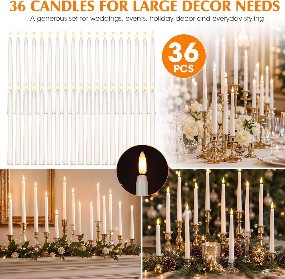 Reginary 36 Pcs Flameless Taper Candles Battery Operated,Ivory