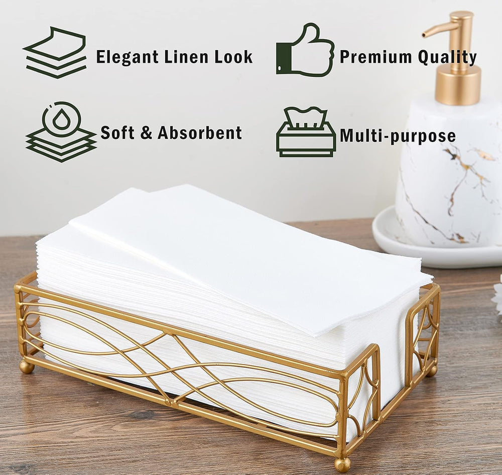 FOCUSLINE 480 Disposable Guest Towels for Bathroom, Linen-Feel Hand Towels