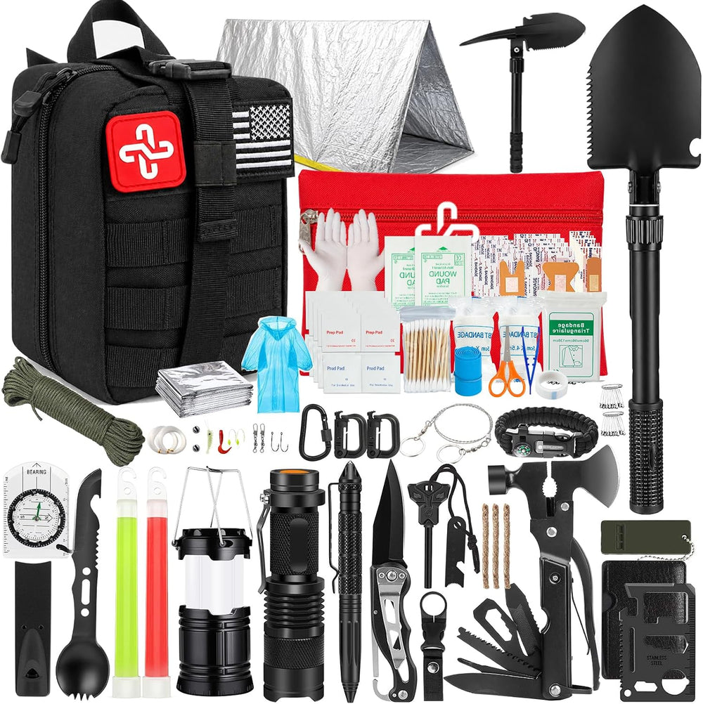 Survival Kit, 250Pcs Survival Gear First Aid Kit with Molle System Compatible...
