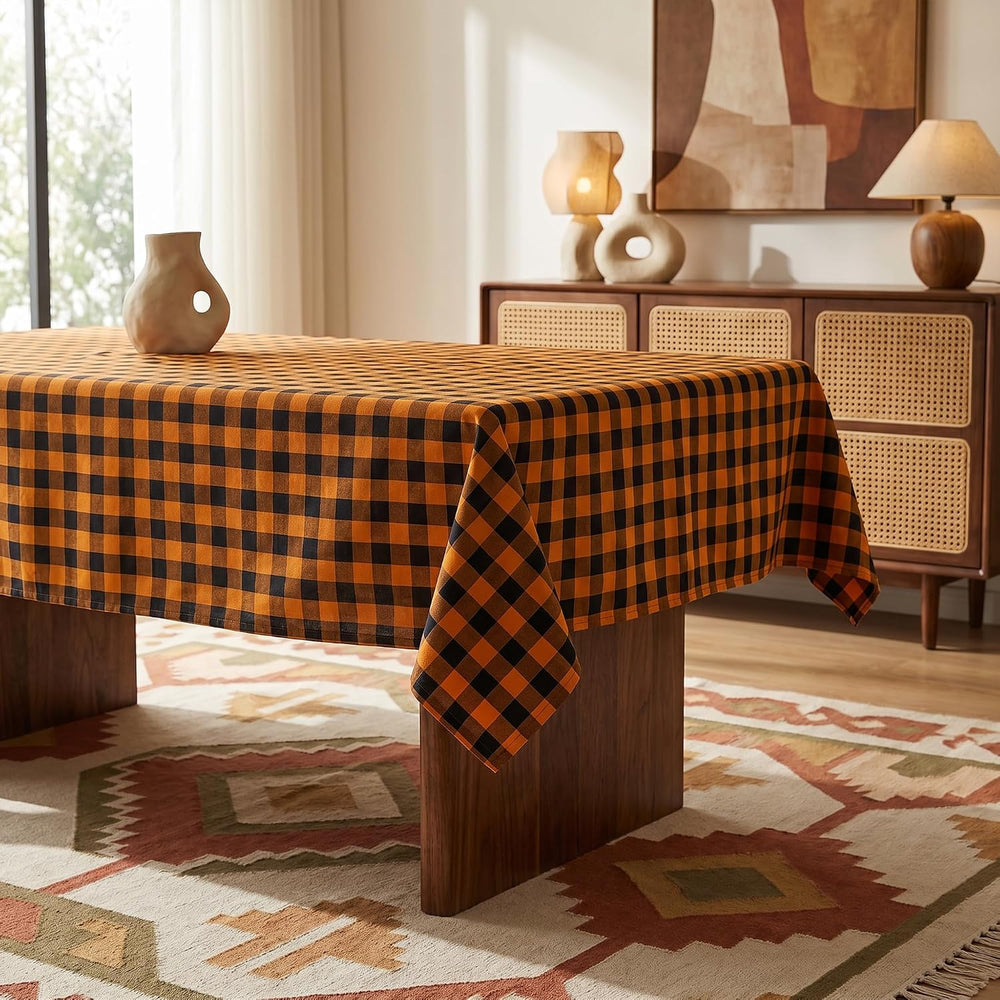 Waterproof Gingham Tablecloth, Checkered Fabric Table Cover for Kitchen Dinin...