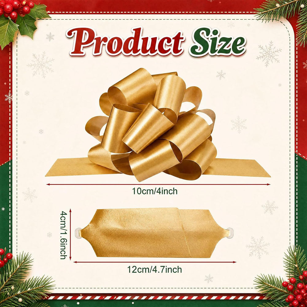 WILLBOND 100 Pcs 5 Inch Christmas Pull Bows Wrapping Gift Bows with Ribbon Pr...