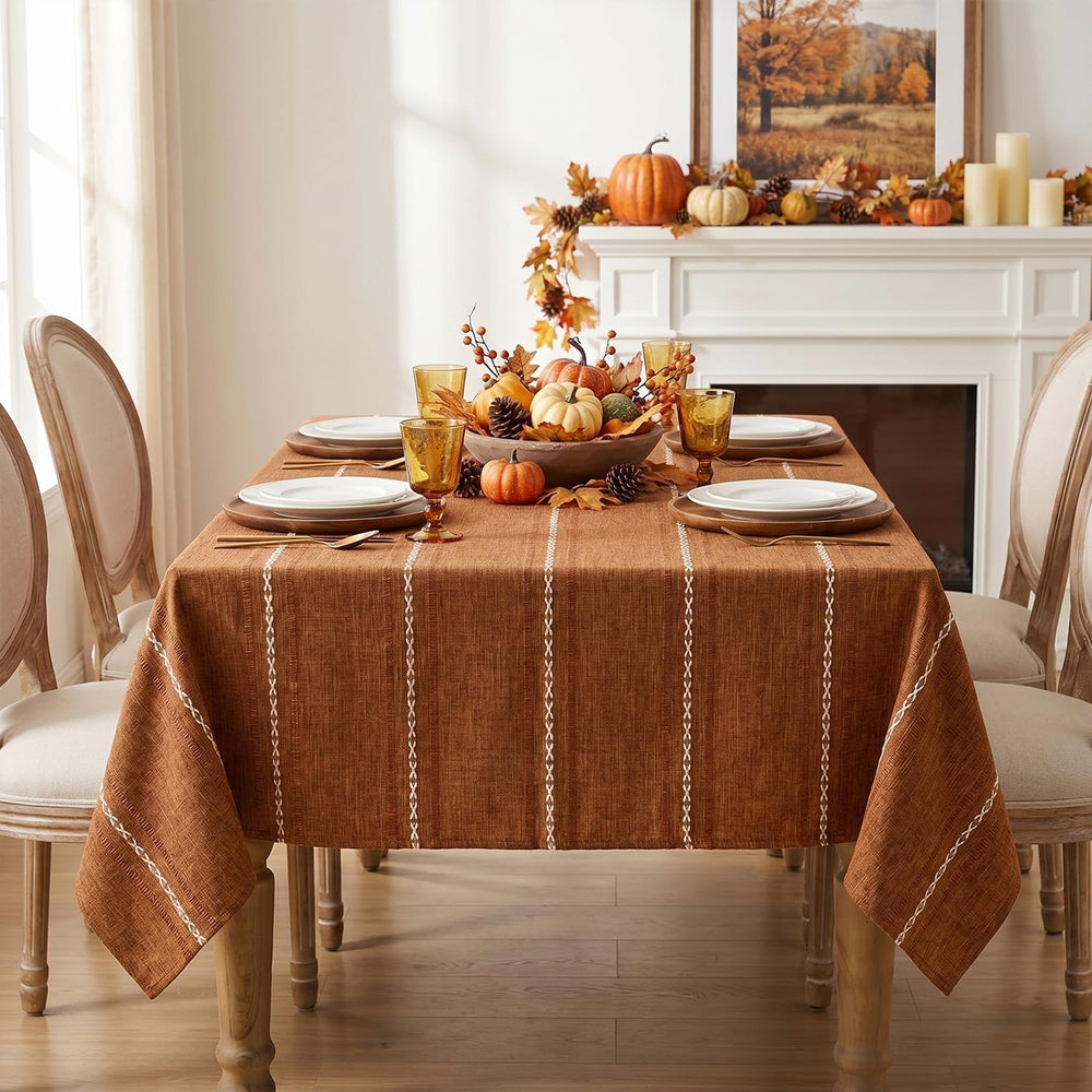 Horaldaily Fall Caramel Rectangular Tablecloth, 60×84 Inch, Rustic Style
