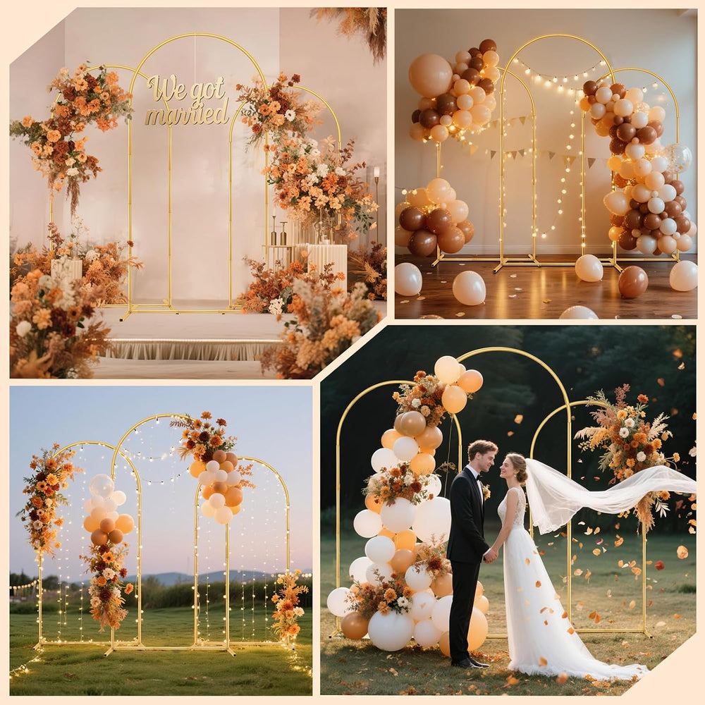 3 Pack Metal Arch Backdrop Stand(7.2 ft, 6.6 ft, 6 ft) Balloon Arbor Frame