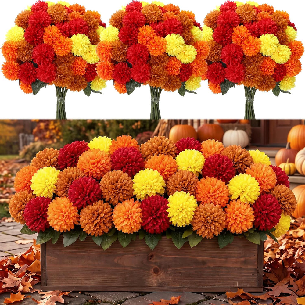 Norme 24 Pcs Artificial Fall Flowers for Outdoors 25.6 Inch Fake Mums
