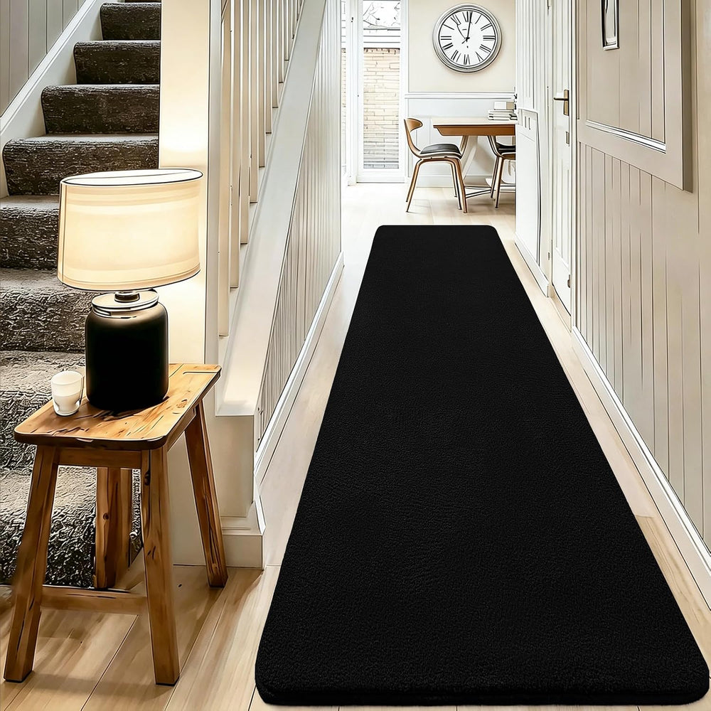 Black Hallway Runner Rug, 2x8 Modern Kitchen Runner Rug Non Slip