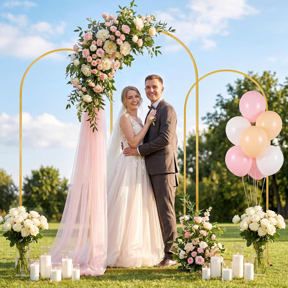 Gold Arch Backdrop Stand Set of 3, 7.2FT 6.6FT 6FT Balloon Arch Stand