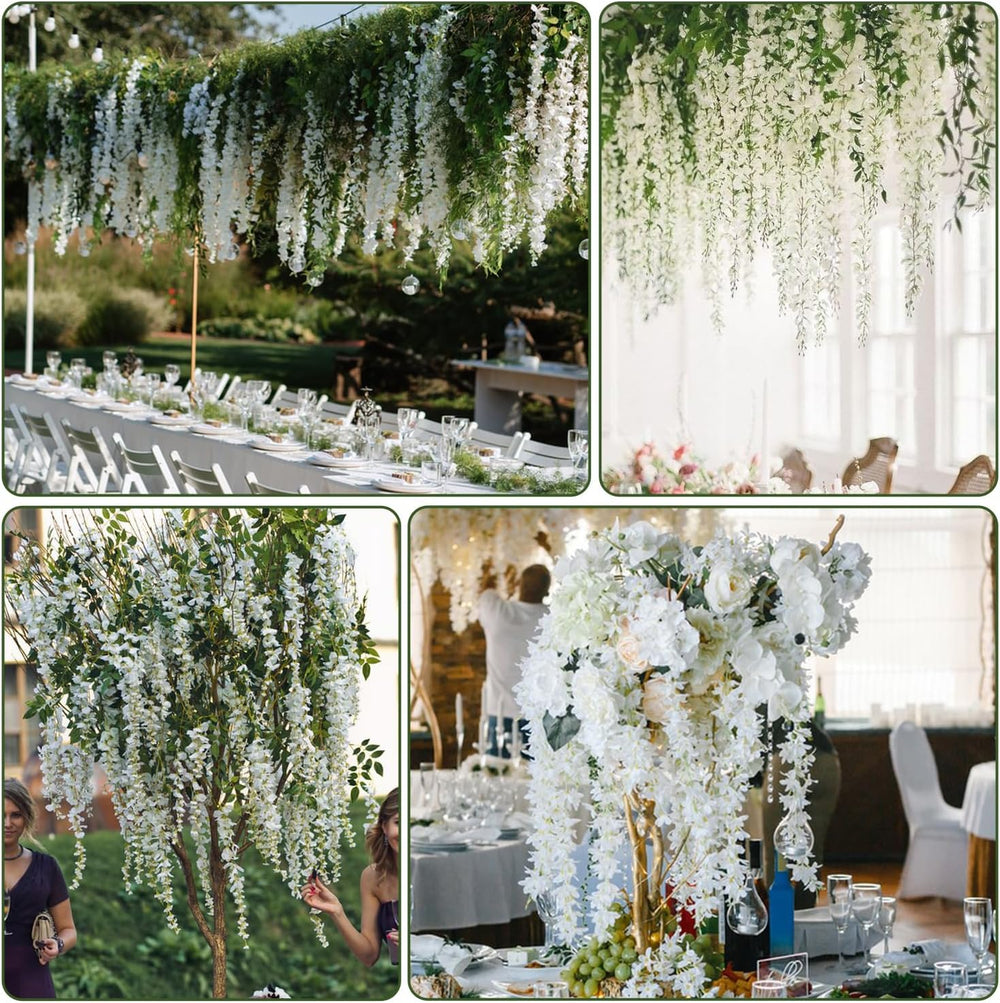 White Wisteria Hanging Flowers, 50 Pack Fake Hanging Flowers