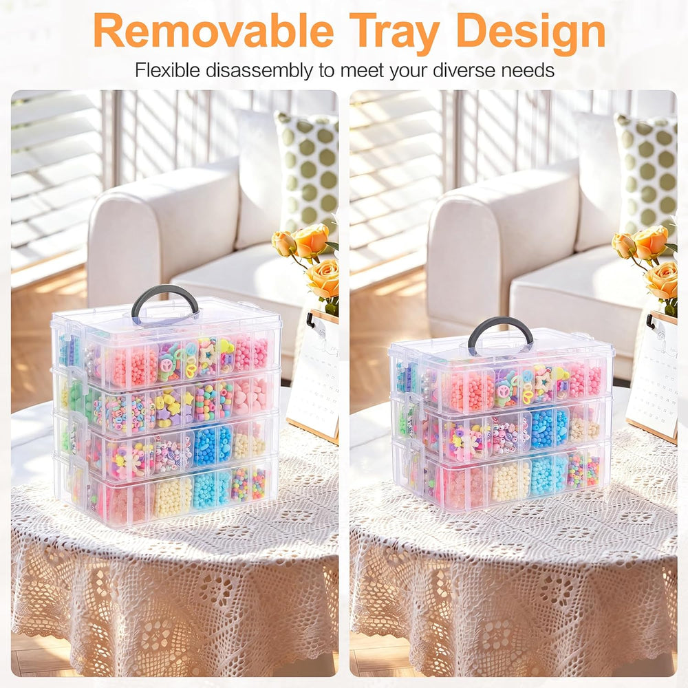 Bead Organizer Box, 5-Tier Stackable 140 Pcs Craft Storage Boxes