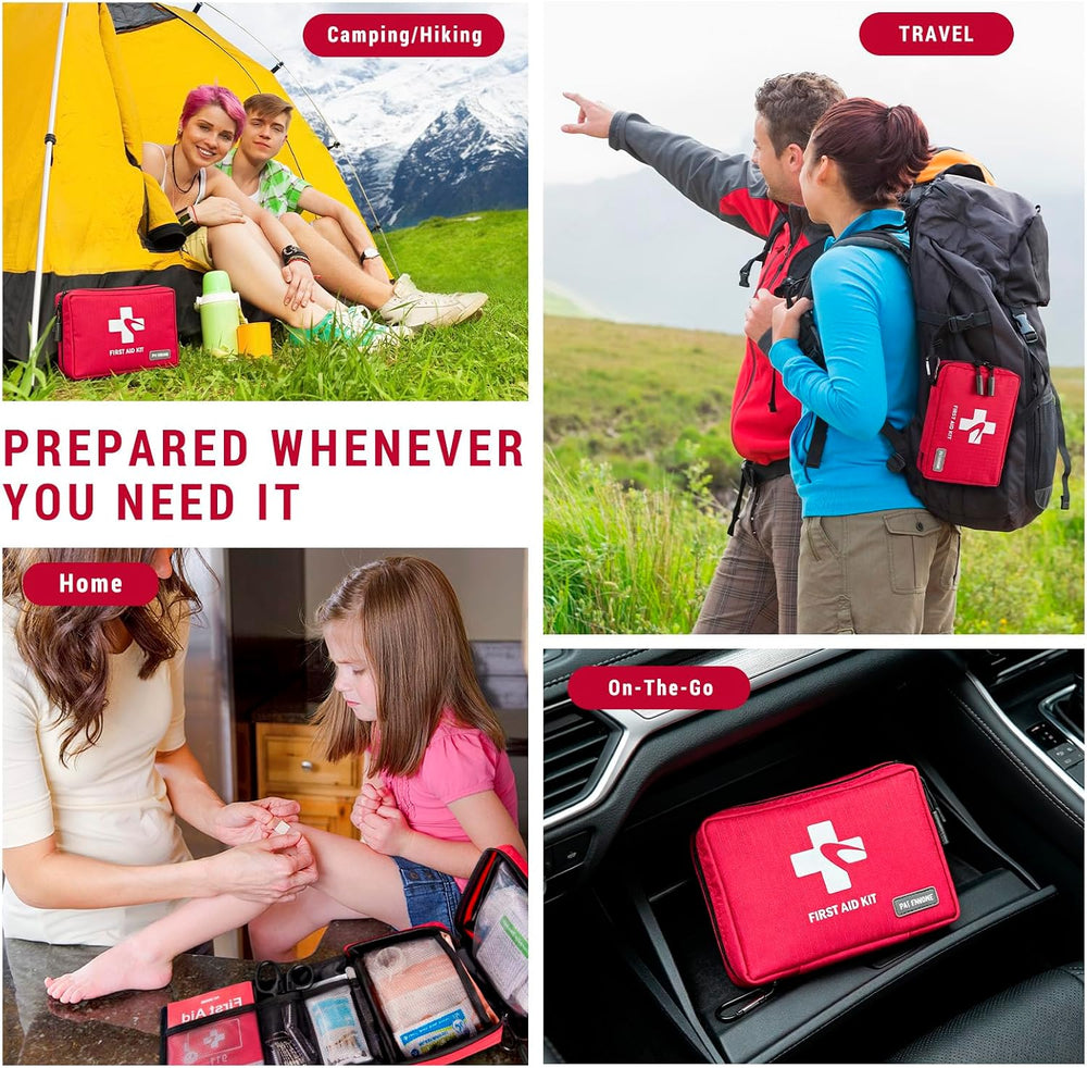 300 Piece First Aid Kit, Compact Waterproof First Aid Bag with 9 Organized Co...