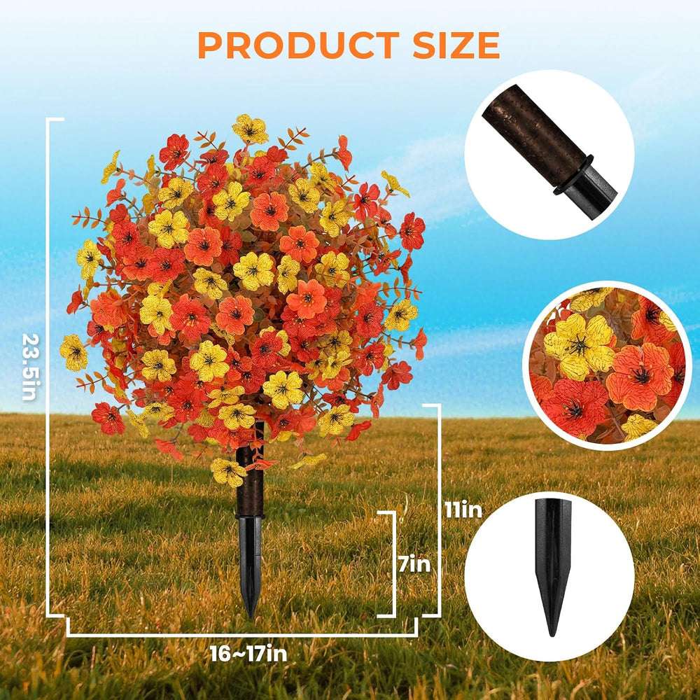ICX 2pcs Fall Artificial Topiary Ball Trees, Faux mums Flowers for Outside