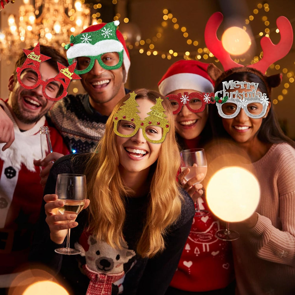 GoosWexmzl 36PCS Christmas Glasses Frames, Glitter Eyeglasses