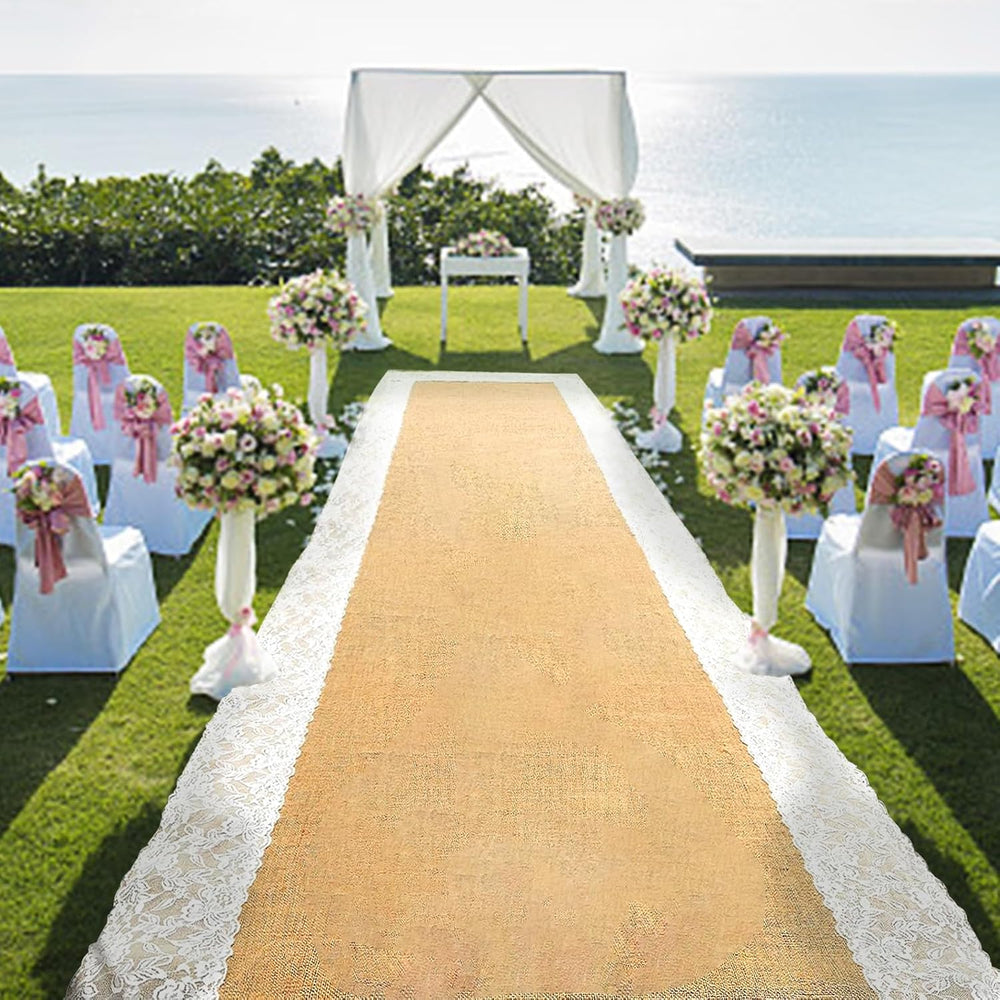 Burlap Aisle Runner for Wedding Ceremony, 2ft x 30ft