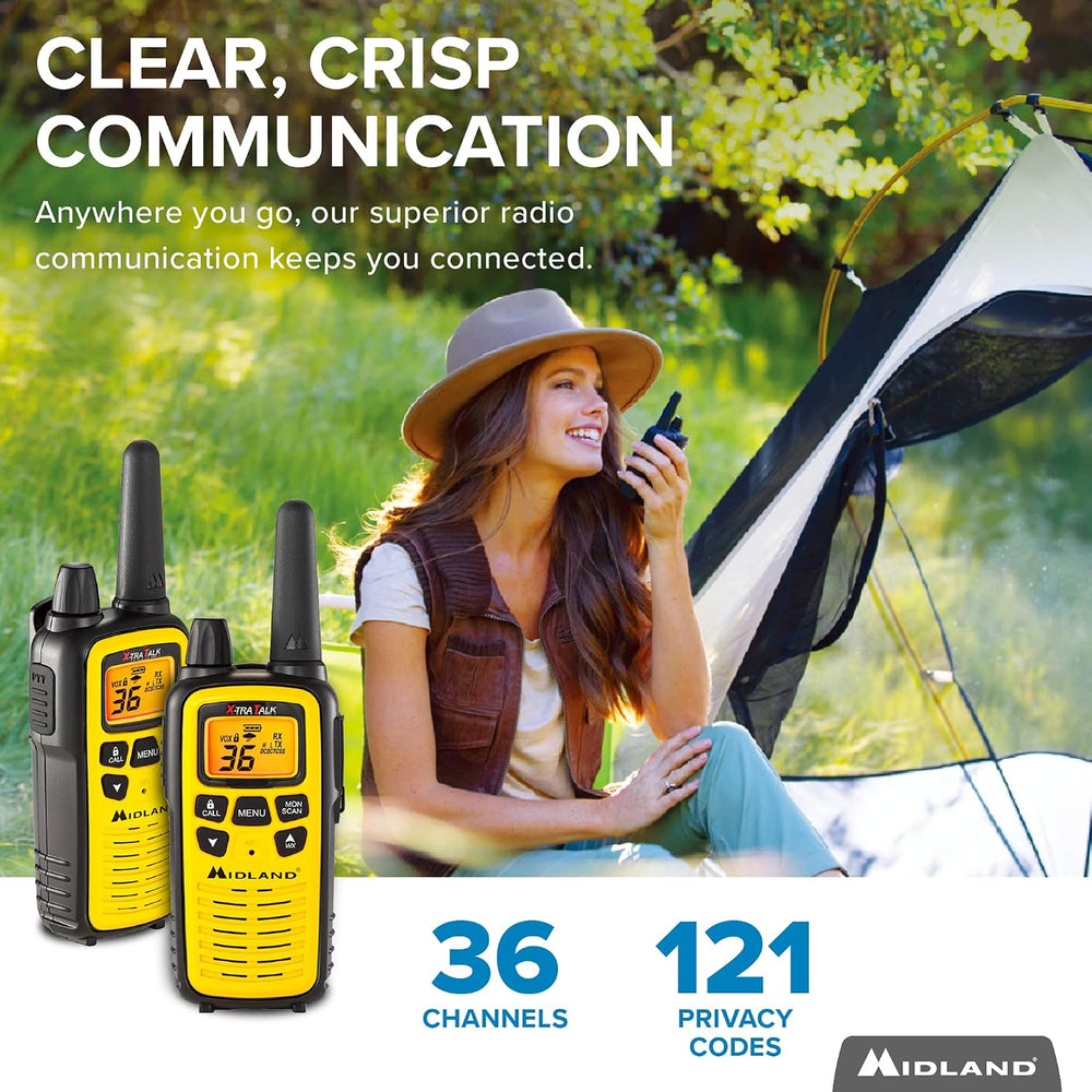 Midland LXT630VP3 FRS License Free Walkie Talkies. Yellow, 2 Pack