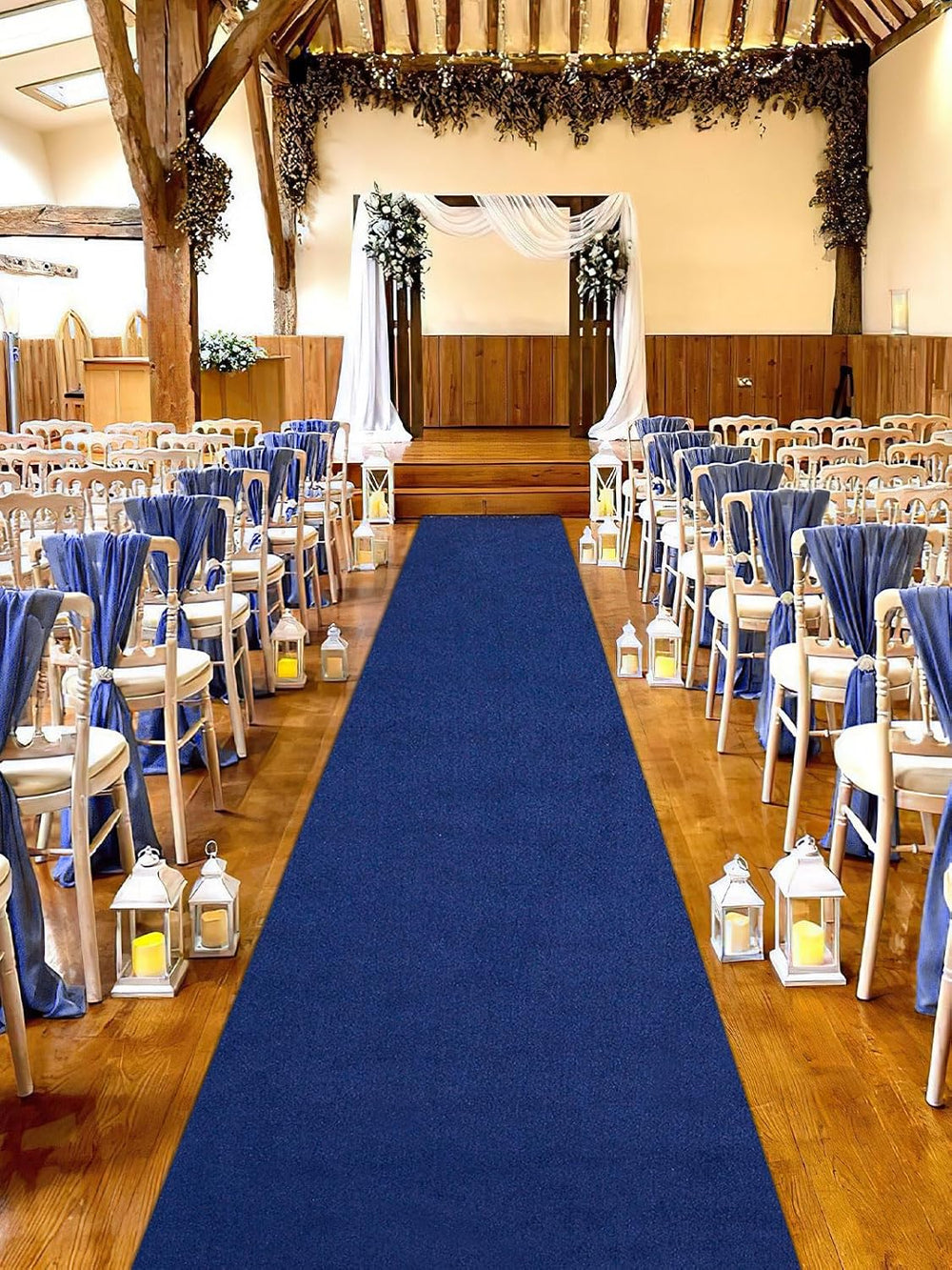Navy Blue Runner 4.5FTx15FT - Velvet Aisle Runners for Christmas Wedding Cere...