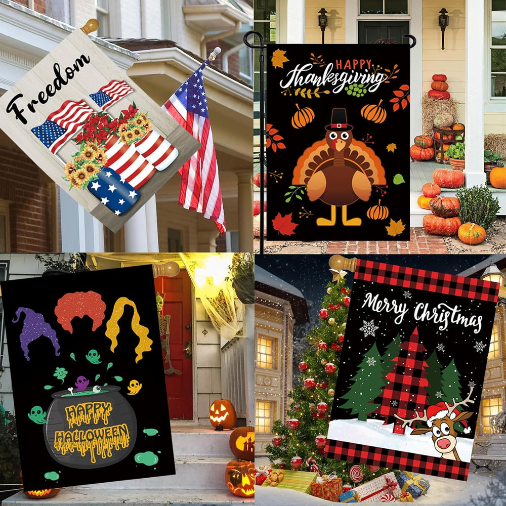 Seasonal Garden Flags Set of 12 Double Sided 28x40 Inch, Large House Flags