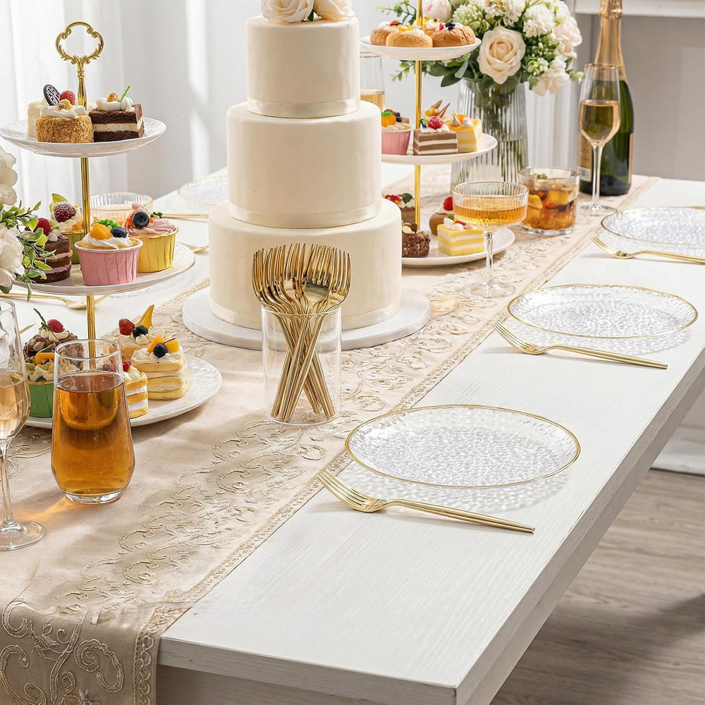 Rubtlamp 200 Pcs Clear Dessert Plates 7" with Forks 7.6",Clear Plas...