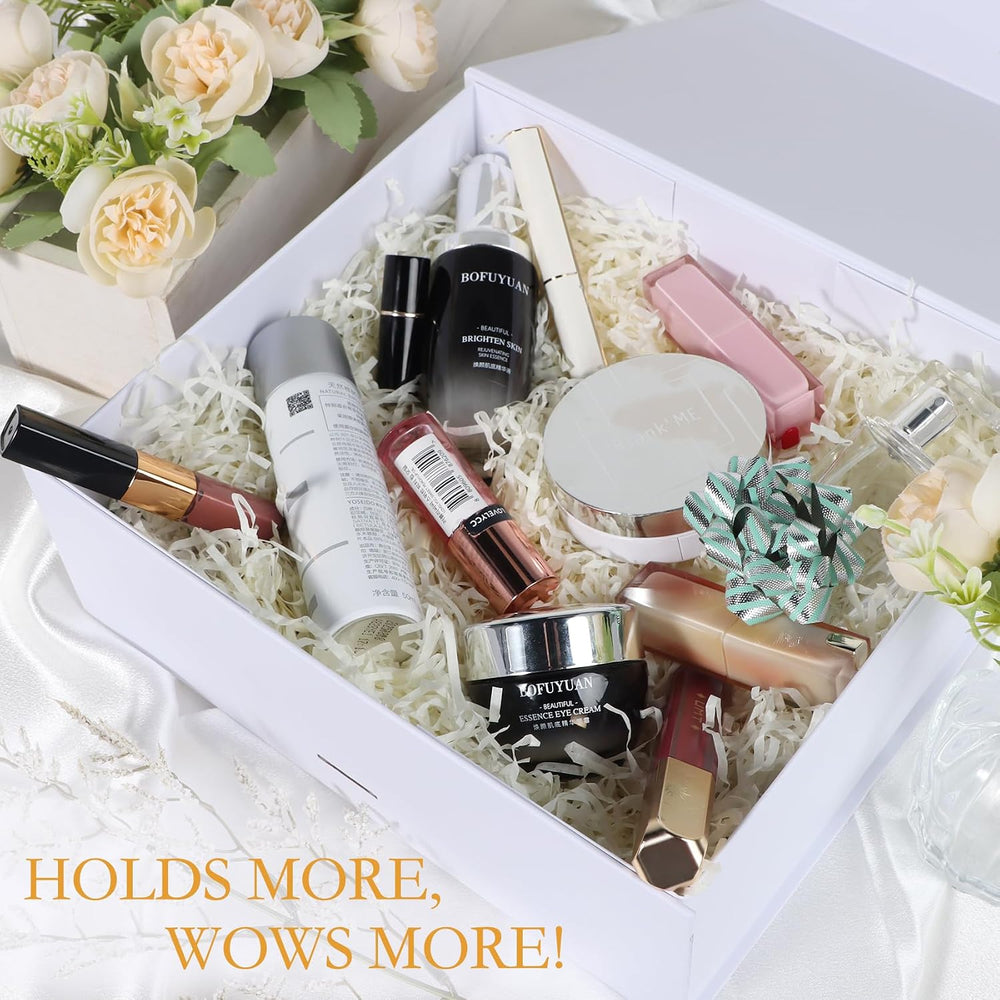 White Gift Box with Ribbon Magnetic Lids 5 Pack