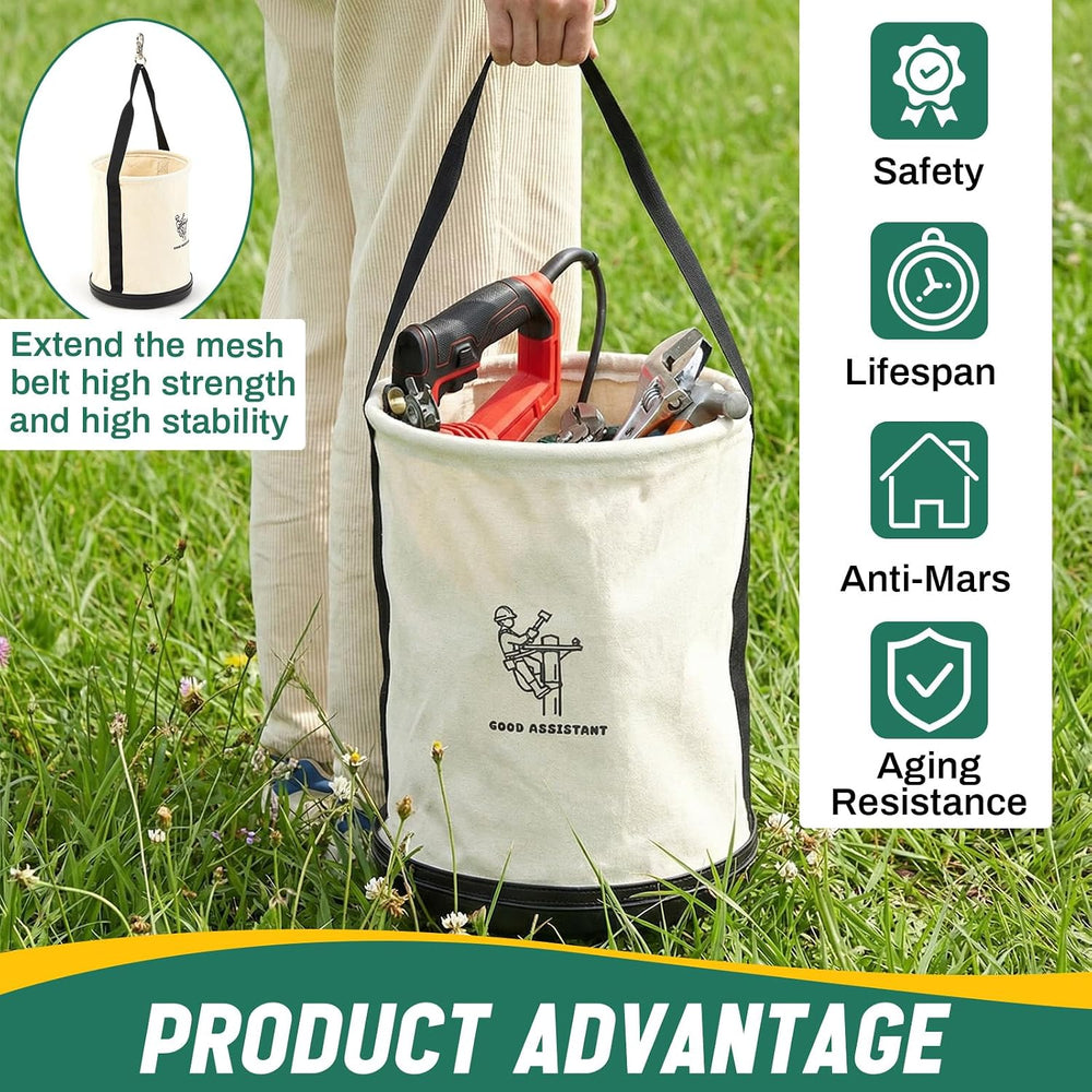 2 Pack 15" x 12" Linemen Canvas Tool Bucket Bag, White