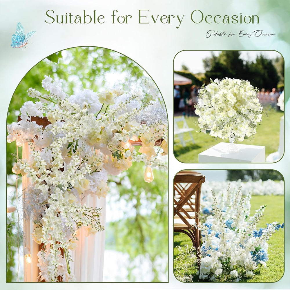 12 Pcs Delphinium Artificial Flowers 33" Stem,White