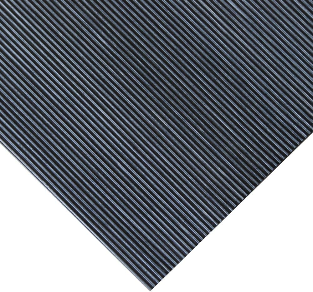 Rubber-Cal Fine Rib Corrugated Rubber Floor Mat - 1/8" x 3ft x 10ft Black