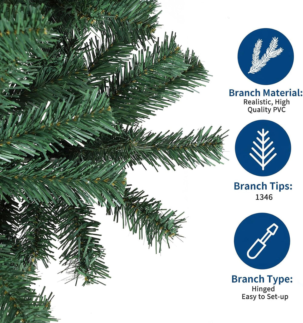Garvee 7.5ft Premium Unlit Artificial Christmas Tree, 1346 Branch Tips
