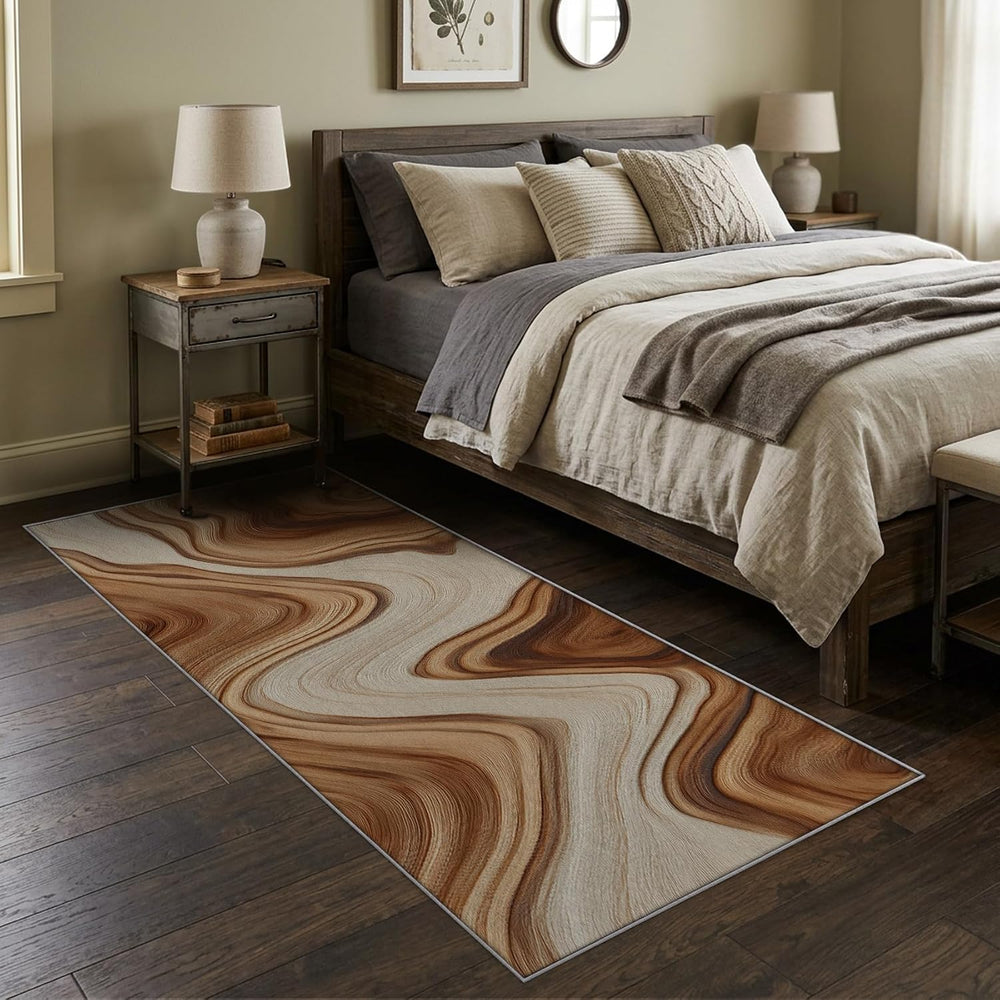 Wood Effect Runner Rug 2x6 Washable Entryway Indoor, Home Decor
