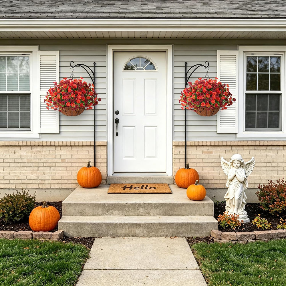Fall Artificial Hanging Flowers with Basket UV Resistant for Outdoors Porch