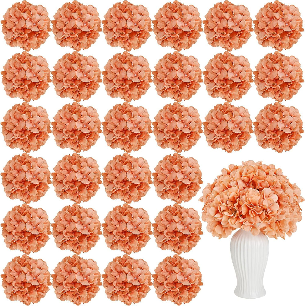 Light Brown Hydrangea Artificial Flowers Bulk with Stems 64 Pcs