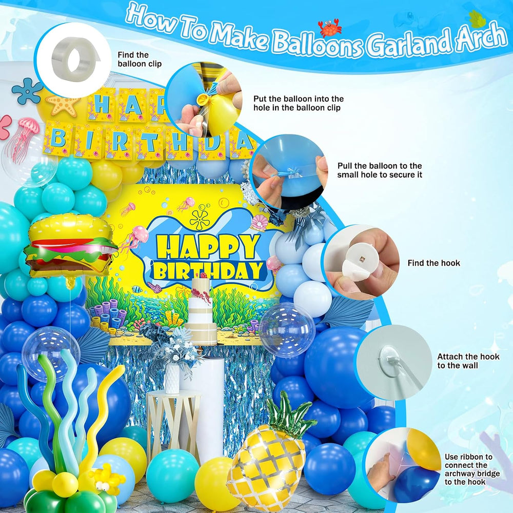 GAILROSO Sponge Birthday Decorations, Under the Sea Party Supplies
