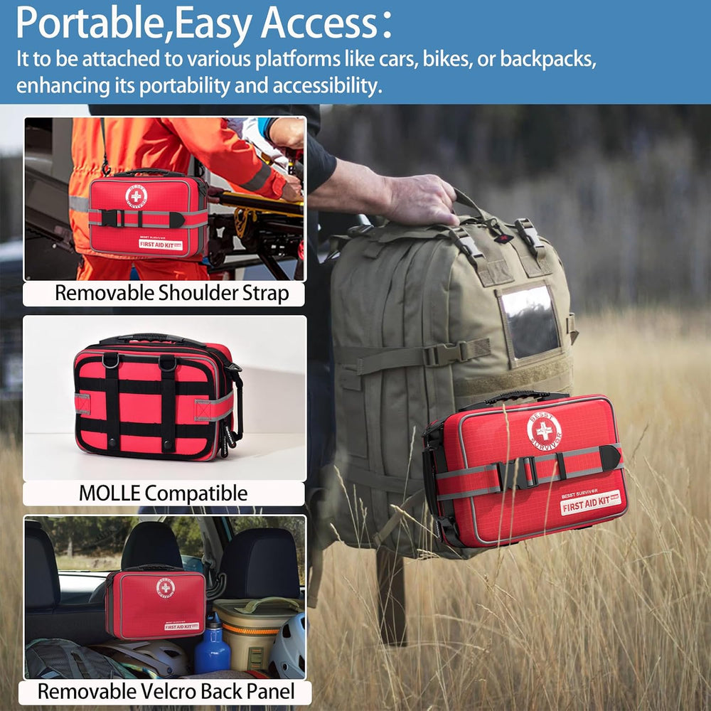 Besst Survivor 401 Pieces First Aid Kit with 2 Chest Seals & Israeli Band...