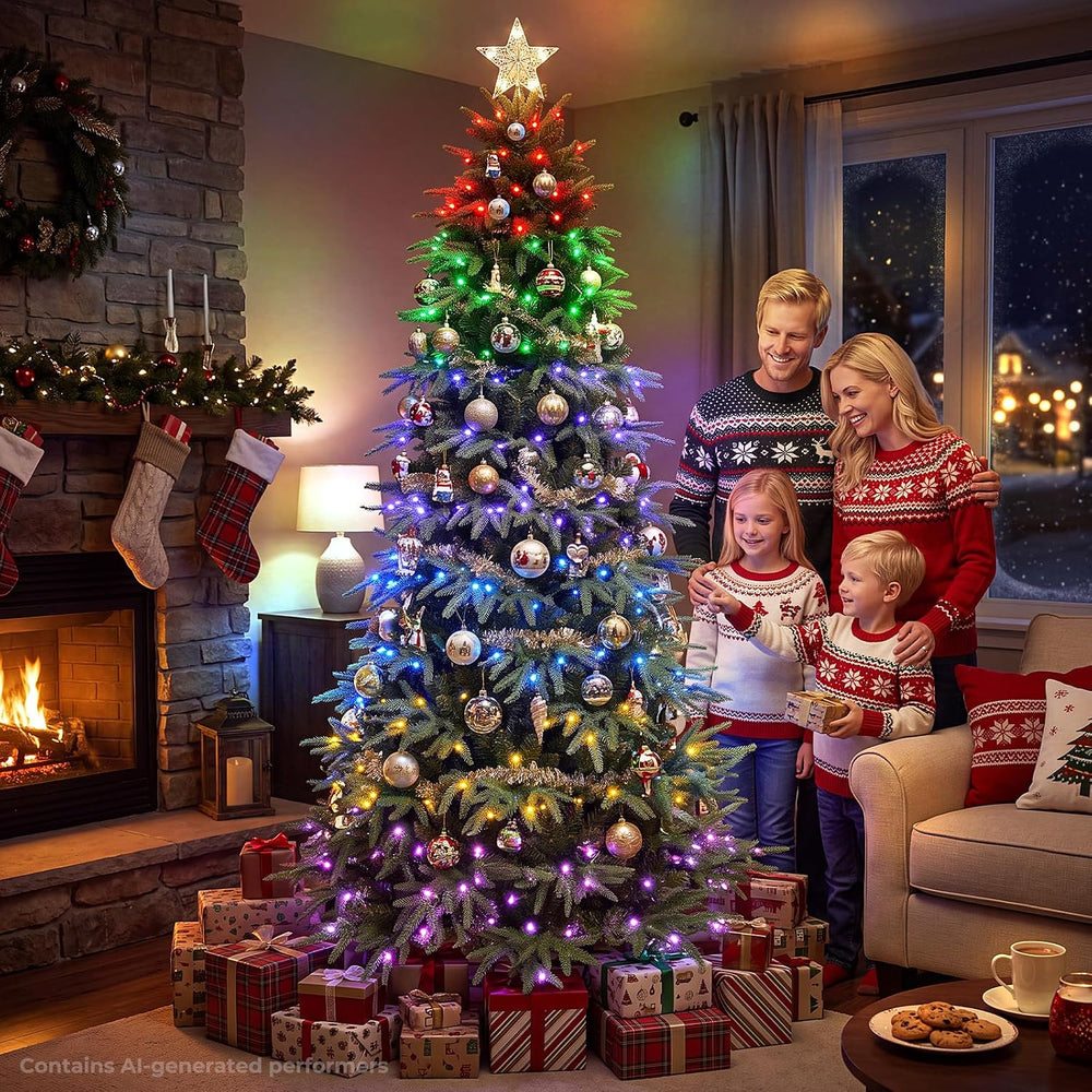 OasisCraft 7ft Aspen Prelit Christmas Tree with Remote Controller,300 RGB Col...