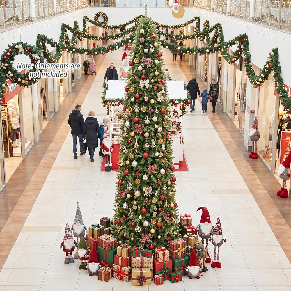 COSTWAY 10 FT Artificial Pencil Christmas Tree, Unlit, Hinged, Easy Setup