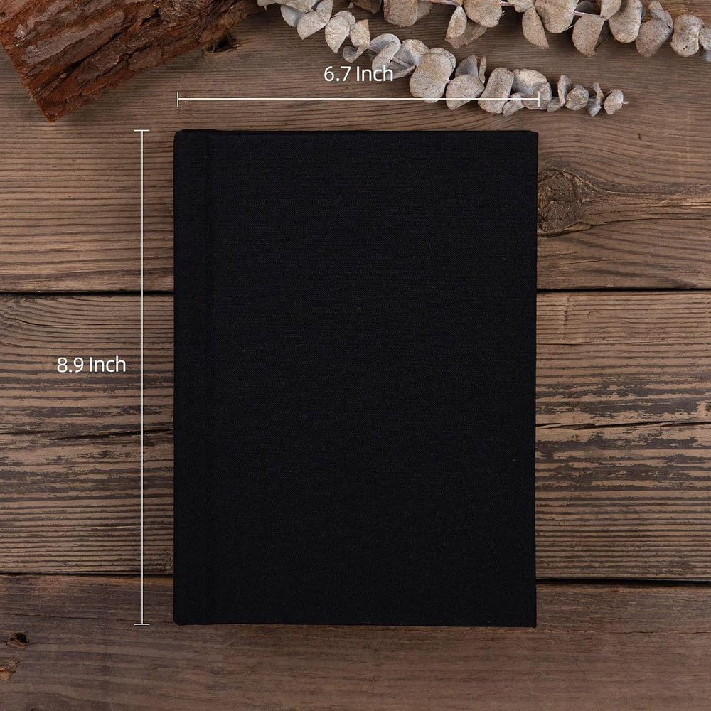 Pssoss 4x6 Photo Album with Writing Space, Linen Cover, 30 Photos, Black