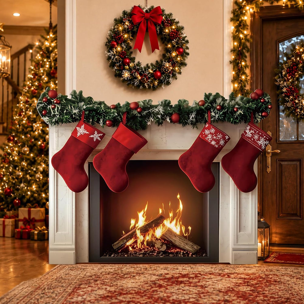 3.9 ft Christmas Fireplace Cardboard Cutout, Photo Prop Standee Sign