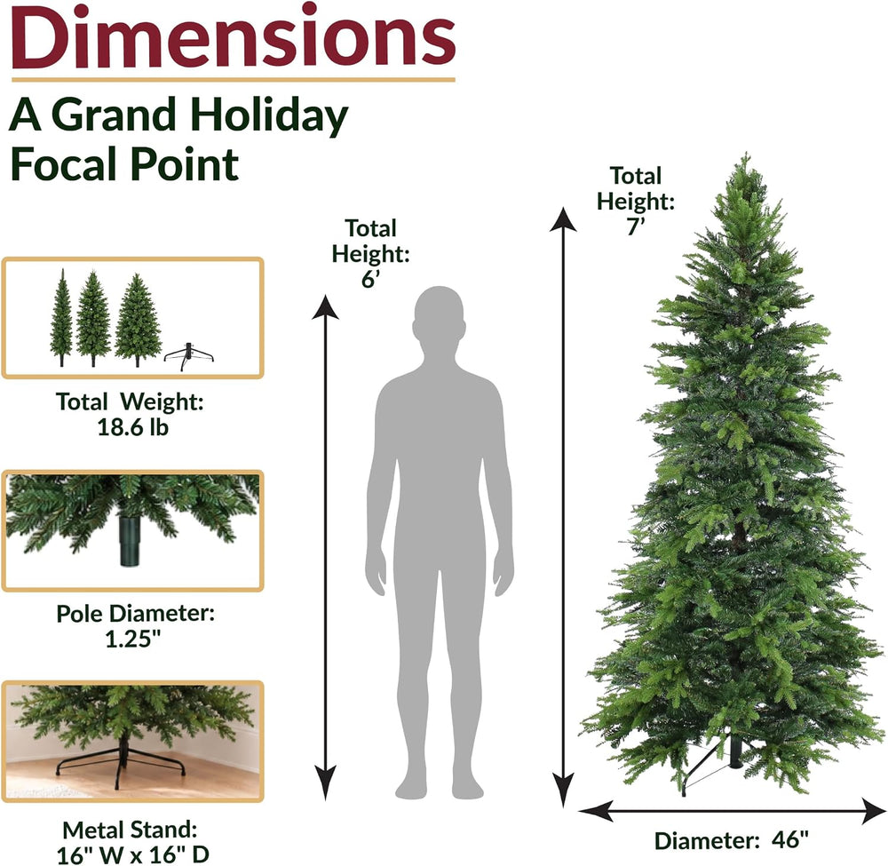 Sunnydaze 7 ft Stately & Slim Unlit Artificial Christmas Tree, Green