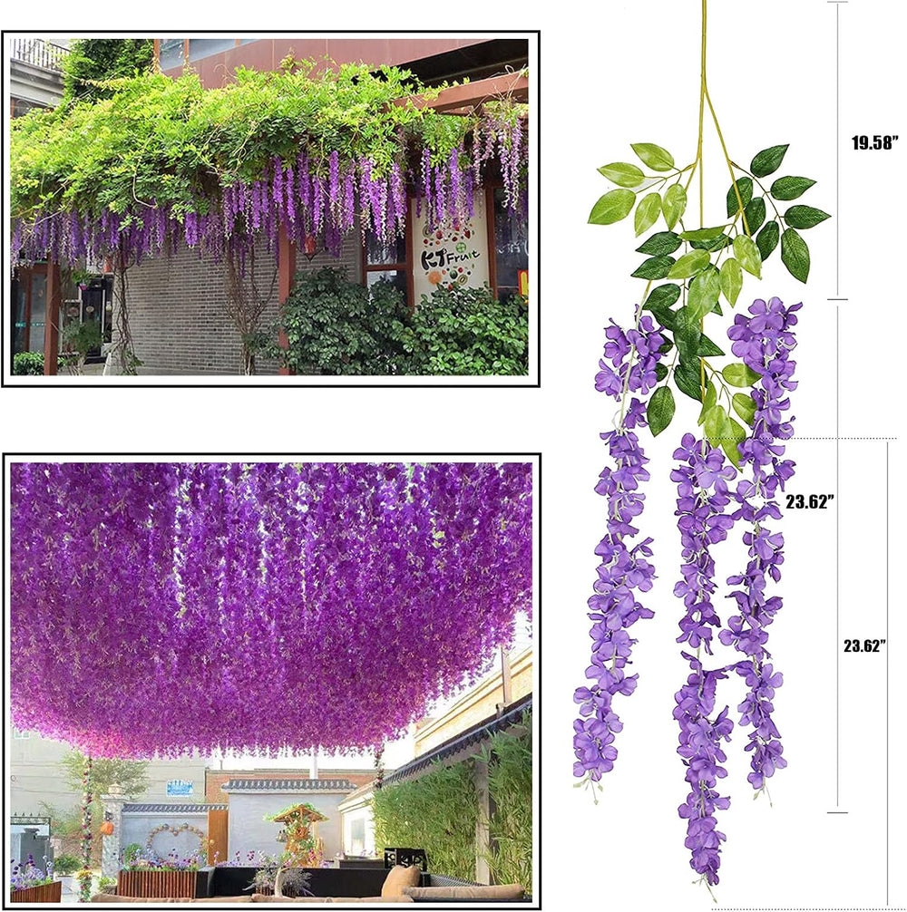 Artificial Flowers Hanging Flowers, Fake Garland Silk Vines Rattan String Dec...