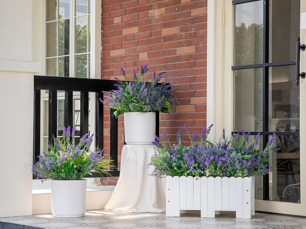 20PCS Artificial Plants Outdoor, Faux Lavender & Greenery Stems for Outside