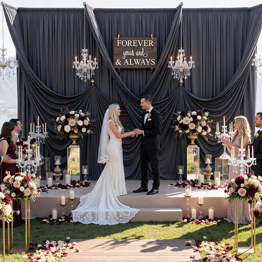 20ft x 10ft Wrinkle Free Black Backdrop Curtains for Parties, 4 Panels 5x10ft...