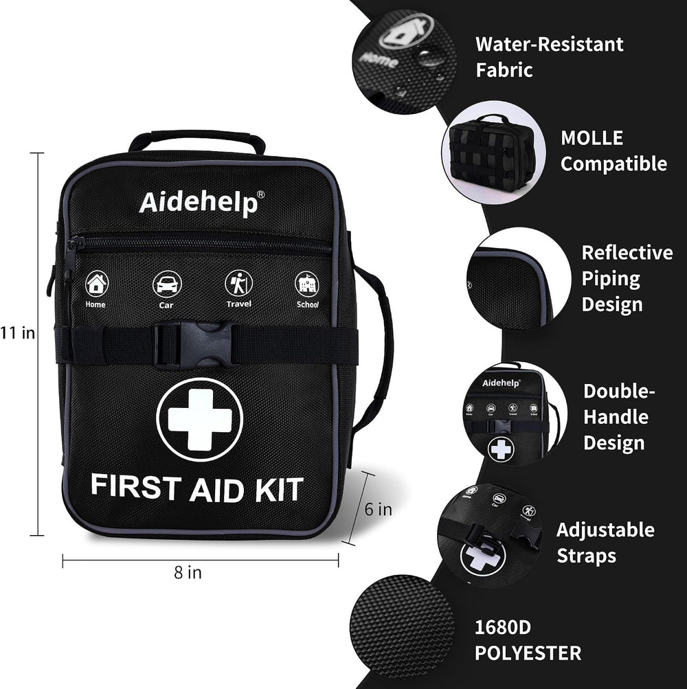 520 Pieces Premium First Aid Kit - Large Emergency Medical Kit (Black)
