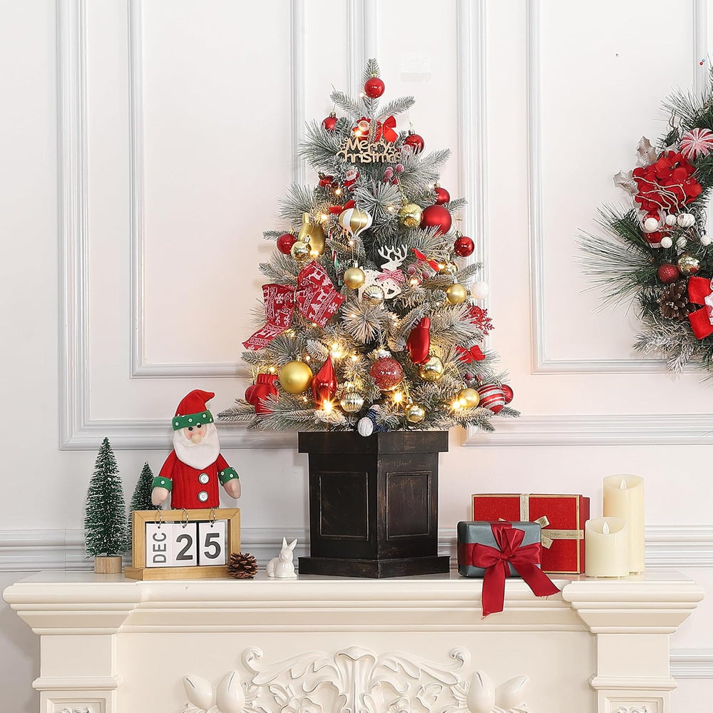 GAOMON 2Set 3FT Prelit Christmas Tree, Artificial Tree with Vintage Base