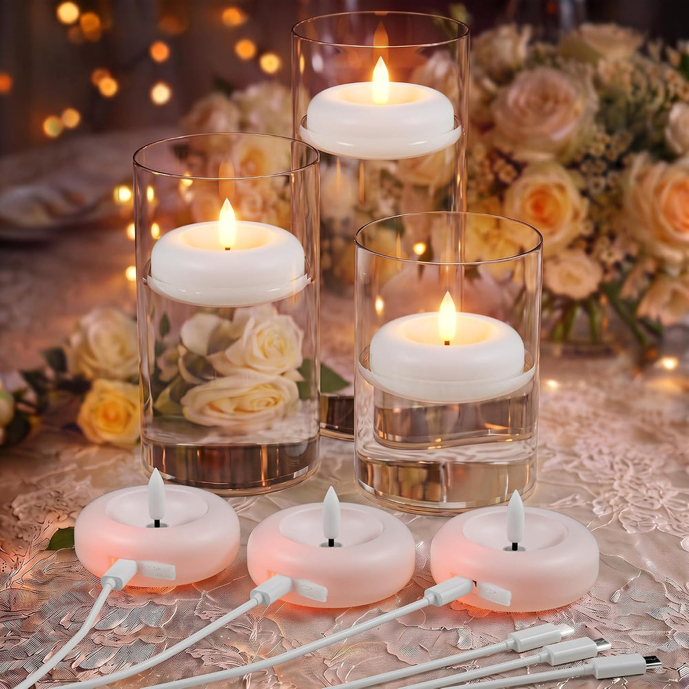 6 Pack Rechargeable Flameless Floating Candles, Flickering LED Tea Lights