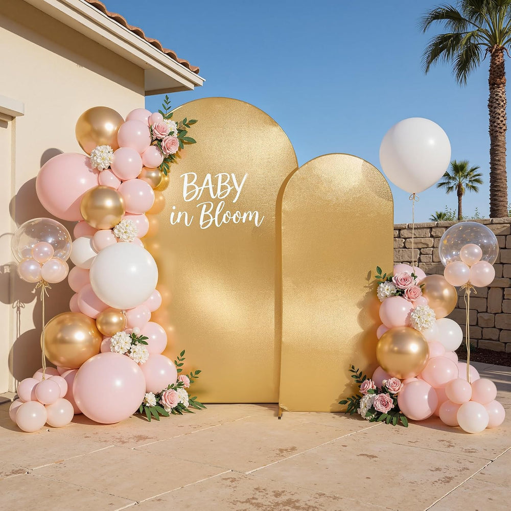 Gold Black Sequin Arch Backdrop Cover 2Set 6 7.2FT, Double-Sided Reversible G...