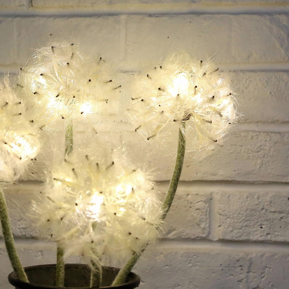 TOPIA 4 Pack Lighted Artificial Dandelion Flowers, Oversized 4.5-Inch Faux Wi...