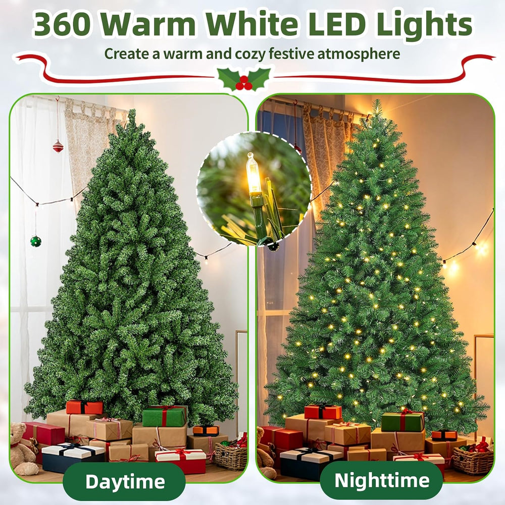 7ft Pre-Lit Christmas Tree with 360 Warm White LED Lights